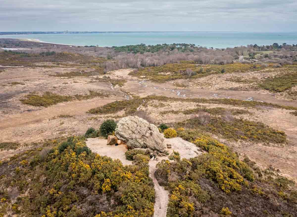aerial view of Agglestone rock