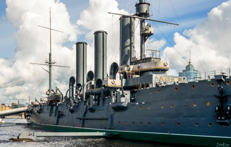 Het kruiserschip Aurora in St. Petersburg - Helsinki reis